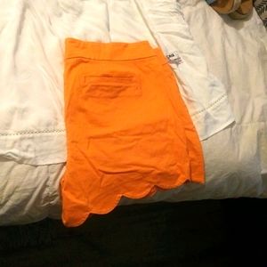 Crown & Ivy Orange Scalloped Women Shorts
